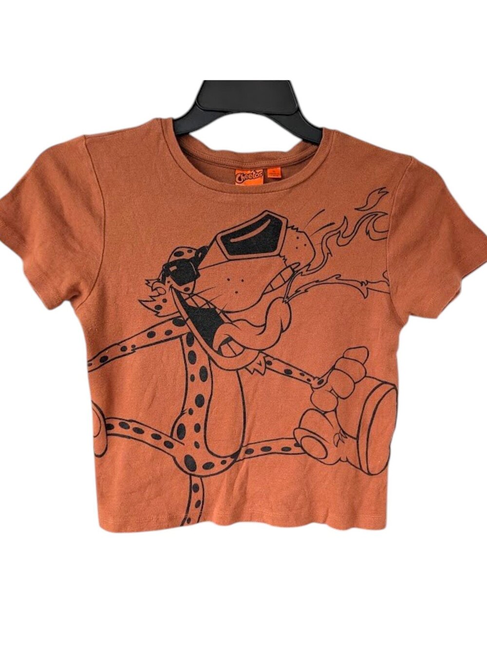 Cheetos Graphic T-Shirt XL Rust Orange Chester Cheetah Flamin Hot 15.5x18 crop
